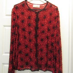 Red Beaded Vintage Top, Mark & John, by Gopal